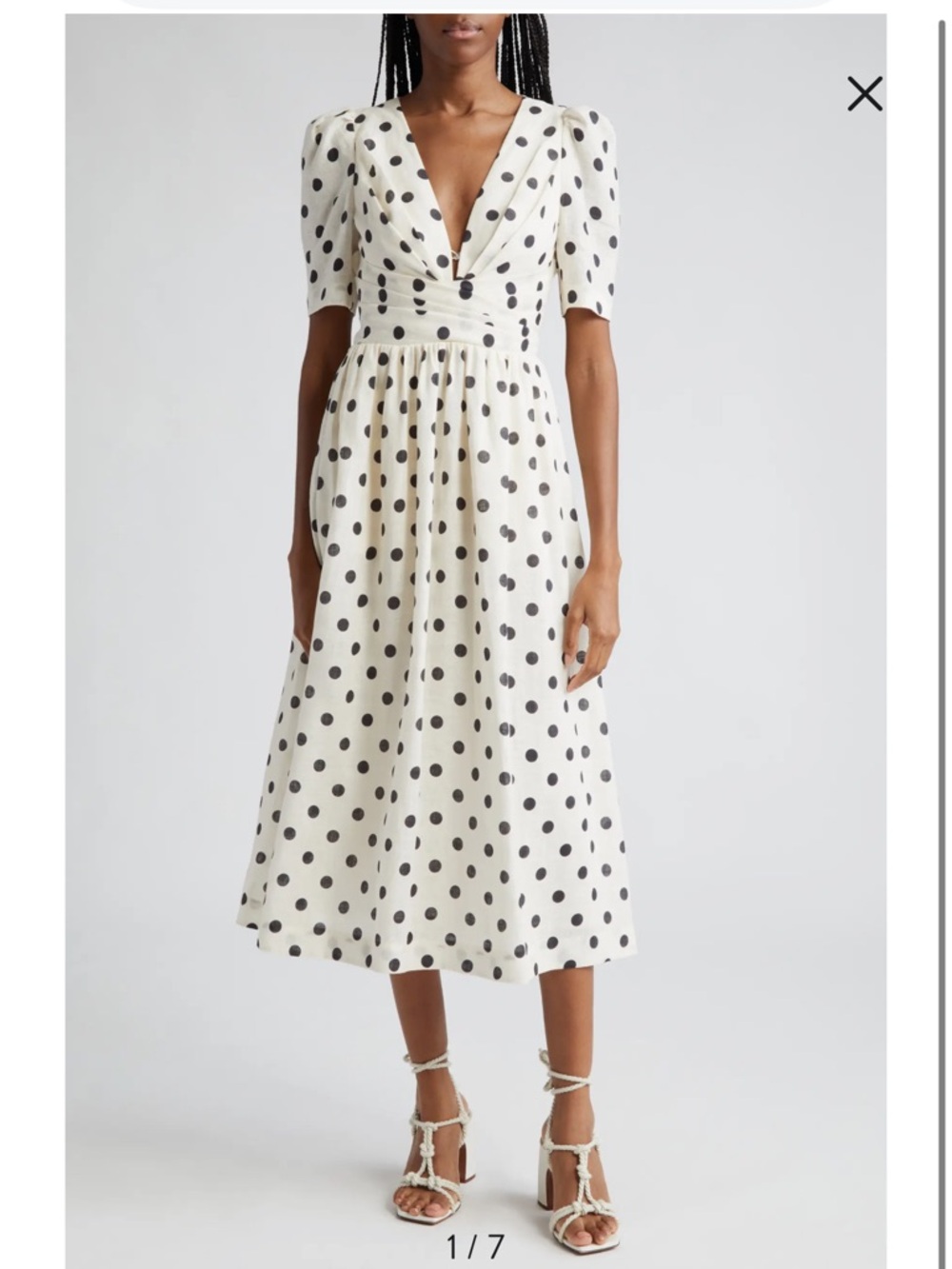 Zimmermann Cream Midi Dress with Black Polka Dots - Picture 3 of 4